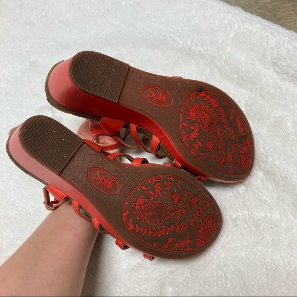 SOFFT Cassie Coral sandals wedge leather heels size 7 - Picture 6 of 10